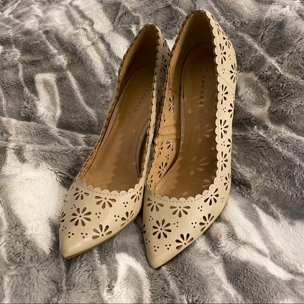 Lauren Conrad Nude Floral Shoes